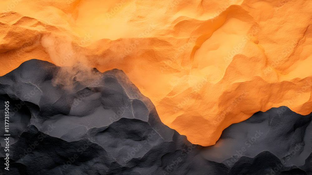 Orange and grey powder contrast, abstract texture background, artistic composition, suitable for design projects. Orange and grey powder contrast, abstract texture background, artistic composition, suitable for design projects.
