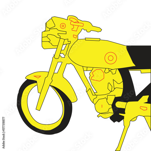 Yellow motorbike cartoon hand drawn