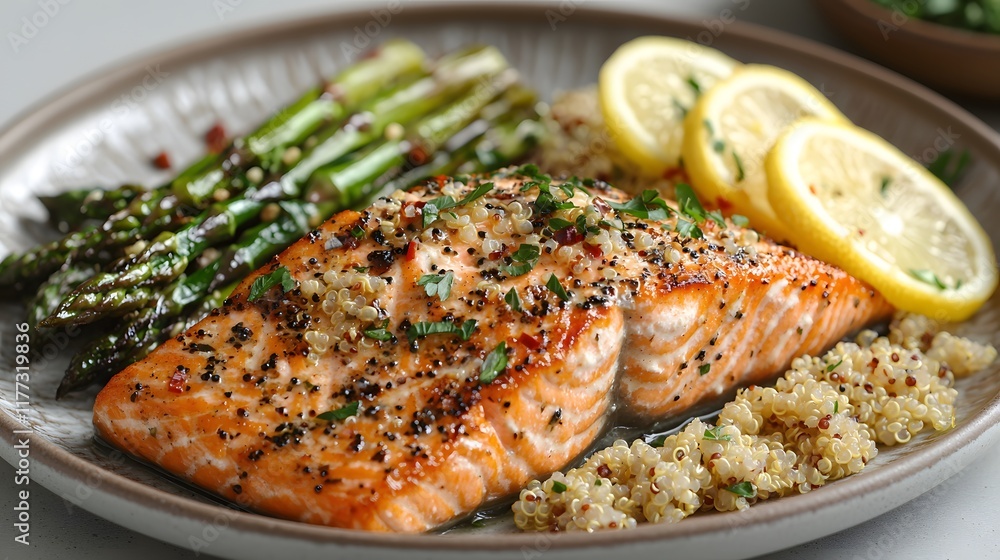 Lemon Herb Crusted Salmon with Asparagus & Quinoa Lemon Herb Crusted Salmon with Asparagus & Quinoa
