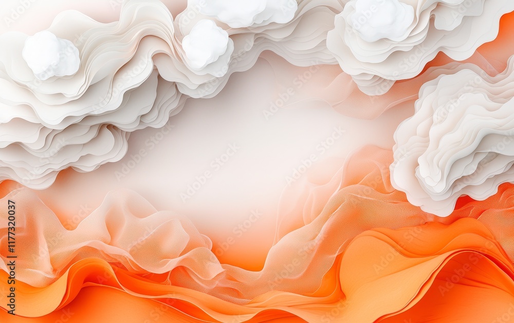 Fototapeta premium Abstract Orange and White Wave Pattern Background Elegant Fluid Design Modern Art Wallpaper