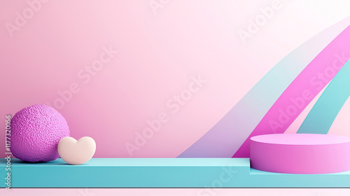 World Cancer Day raises awareness about health and prevention. Abstract Display with Colorful Shapes and Soft Textures photo