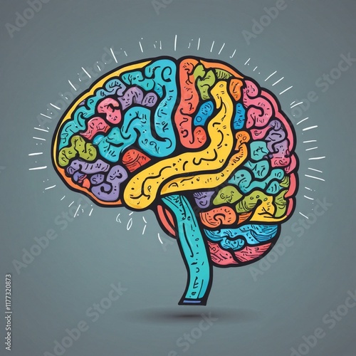 Brain Idea illustration. Doodle vector concept about human brain.