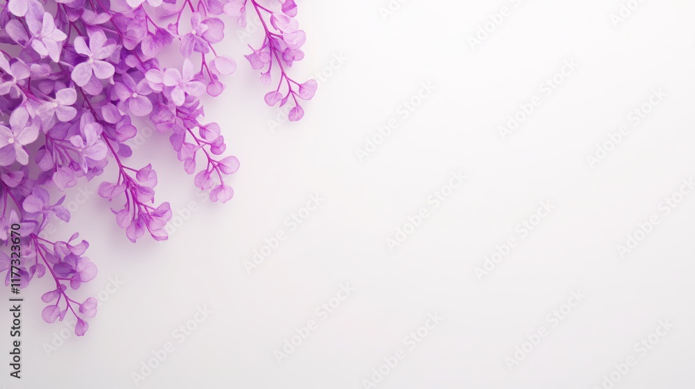 Delicate Purple Flower Arrangement on White Background for Elegant Design Concepts Delicate Purple Flower Arrangement on White Background for Elegant Design Concepts