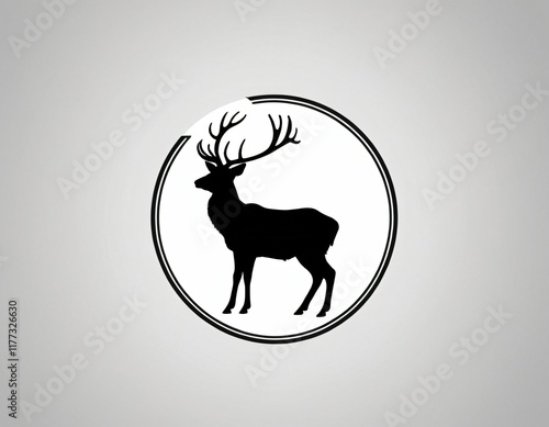 Deer silhouette illustration with antlers for wildlife and holiday design. Ai generated images photo