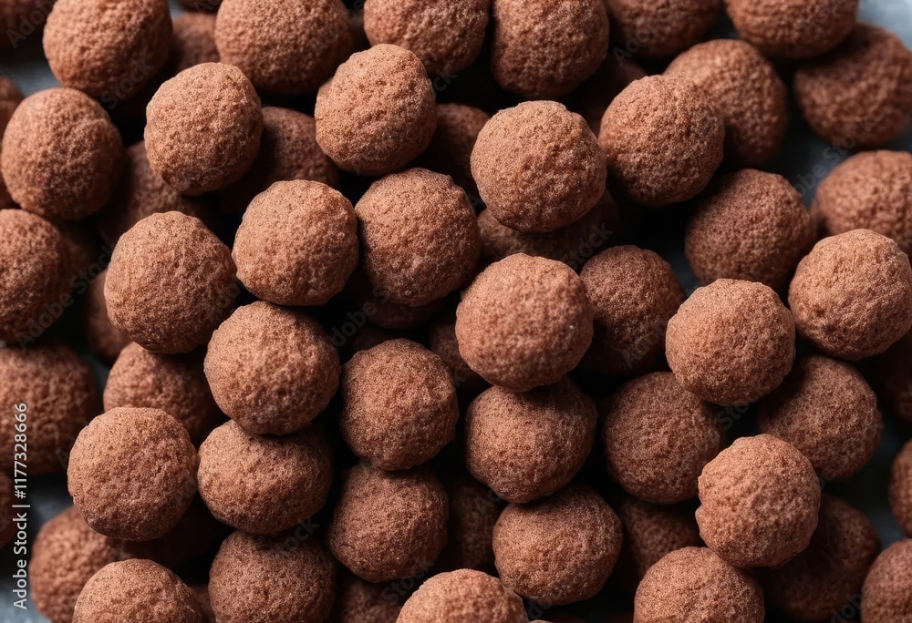 A bowl of cocoa cereal puffs with a splash of milk A bowl of cocoa cereal puffs with a splash of milk