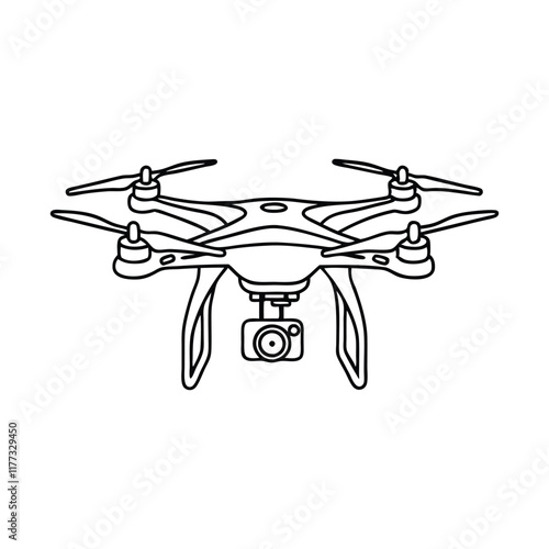  Drone Air transport Line art flat vector illustration on white background