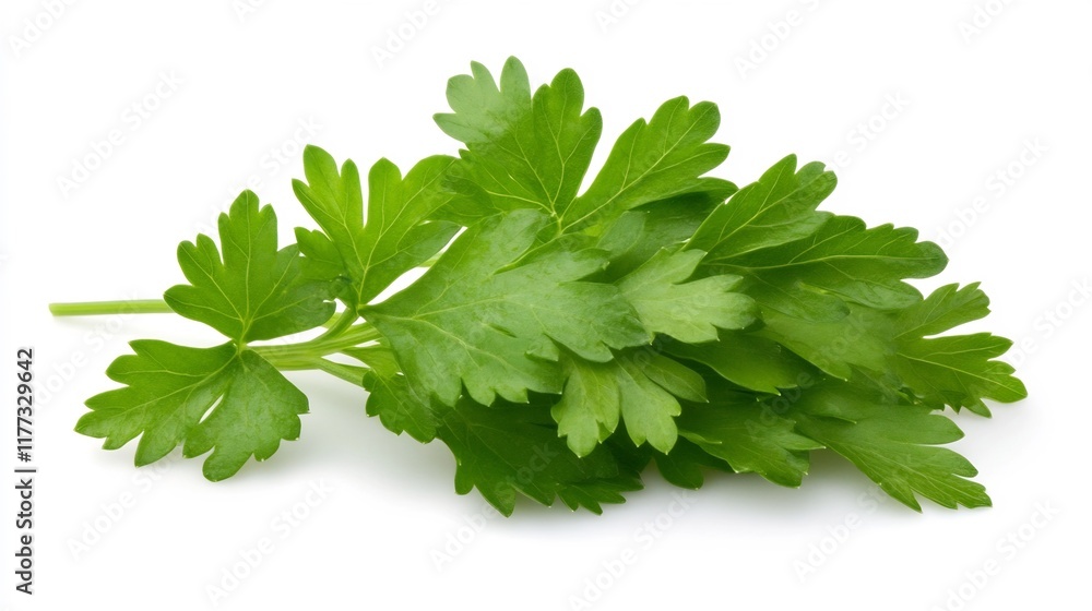 Fresh Parsley Herb Leaves Isolated on White Background for Culinary and Nutrition Concept Fresh Parsley Herb Leaves Isolated on White Background for Culinary and Nutrition Concept