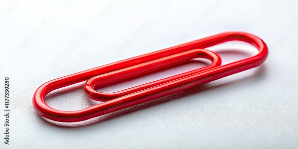 Elegant red paperclip, minimalist office still life. Simple desktop photography. Elegant red paperclip, minimalist office still life. Simple desktop photography.