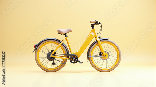 Wallpaper Mural A vibrant yellow bicycle designed for comfort and style, perfect for urban commuting. Torontodigital.ca