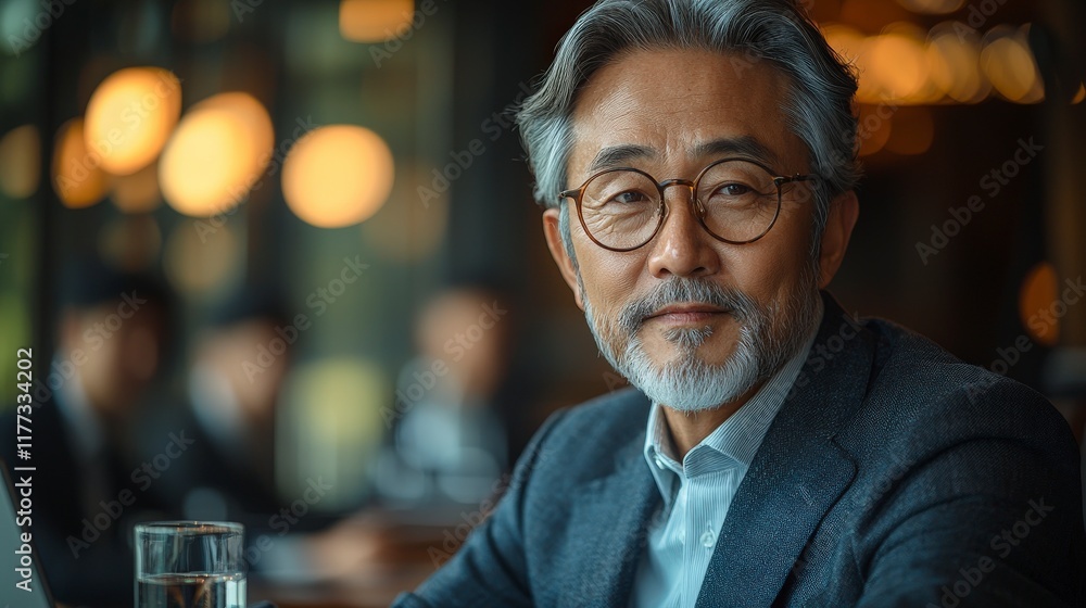 Portrait of Senior Businessman in Cafe Portrait of Senior Businessman in Cafe