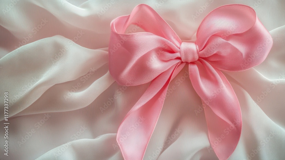 A soft pink bow delicately arranged on a light background, perfect for gift wrapping or festive decor. A soft pink bow delicately arranged on a light background, perfect for gift wrapping or festive decor.