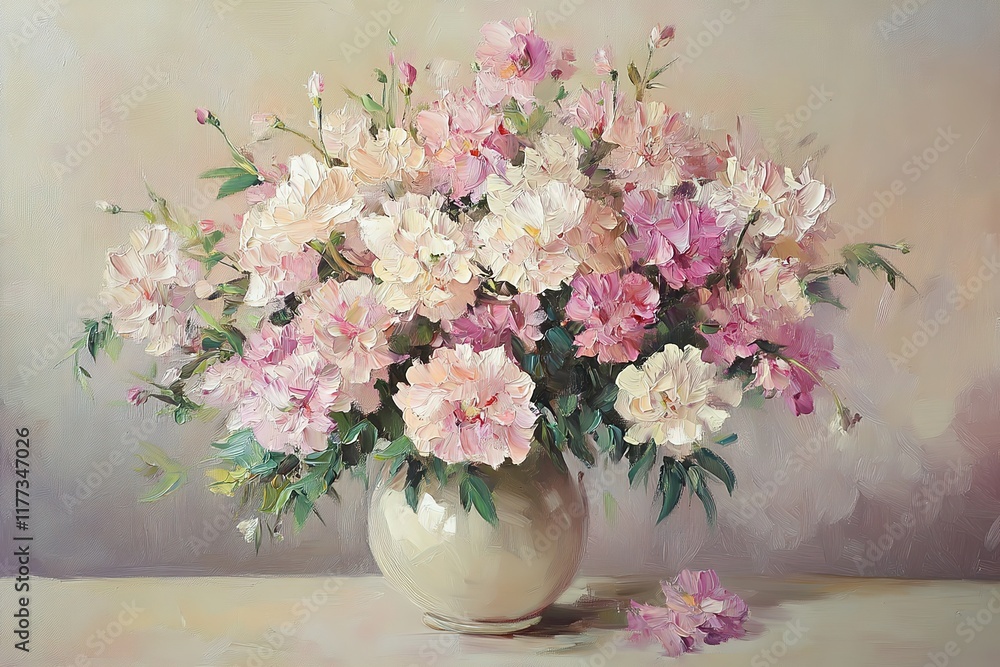 Delicate Pastel Peonies in a Vase, an Artistic Still Life Delicate Pastel Peonies in a Vase, an Artistic Still Life