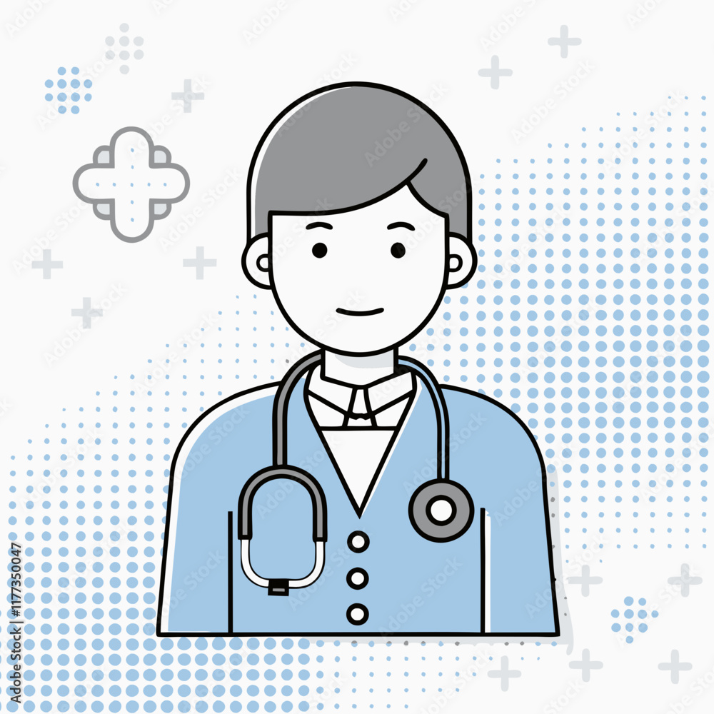 Male doctor in minimalist line art, healthcare and professionalism Male doctor in minimalist line art, healthcare and professionalism