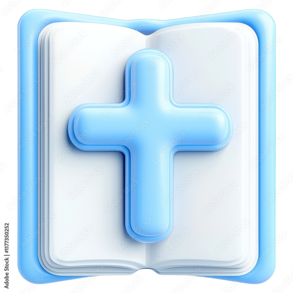 Obraz premium 3D book icon with a medical cross symbol, representing healthcare and knowledge.
