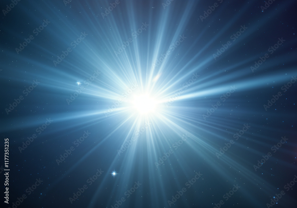 Light rays shining through a dark blue, starry sky background, creating a hopeful and inspiring atmosphere Light rays shining through a dark blue, starry sky background, creating a hopeful and inspiring atmosphere