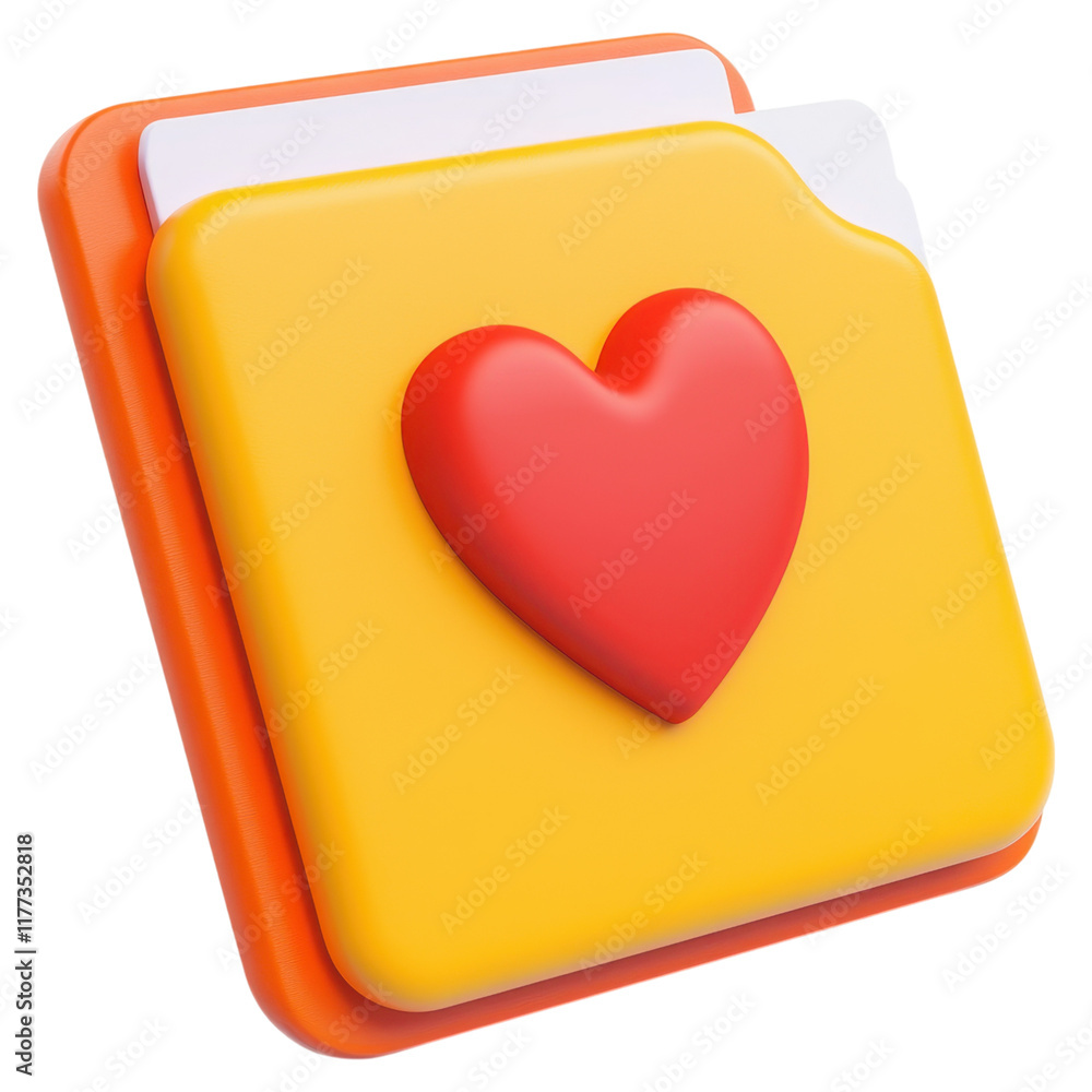 Colorful folder icon featuring a heart symbol, representing love and organization. Colorful folder icon featuring a heart symbol, representing love and organization.