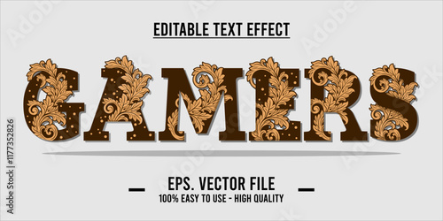 typography GAMERS word art illustration, editable text effect