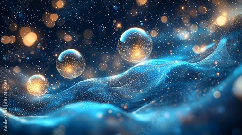 Wallpaper Mural Dreamy orbs glowing softly among flowing star trails in a fantasy night sky, evoking peace and wonder in an abstract realm. Fantasy cosmos, Celestial dream Torontodigital.ca