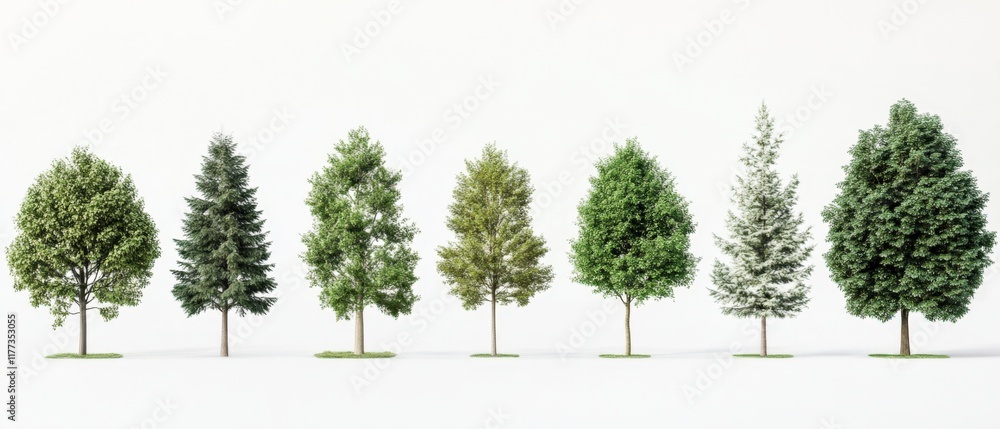 Obraz premium seven different trees stand side by side