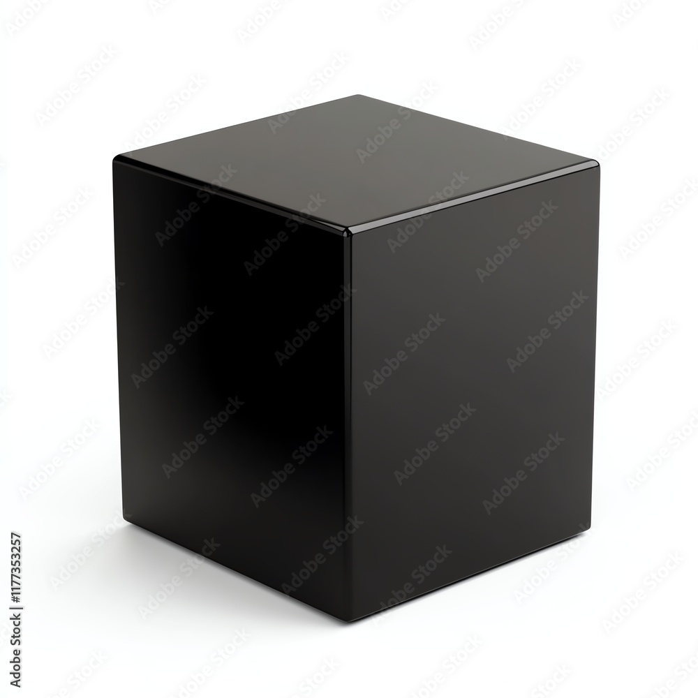 Black cube object on a white isolate background. Black cube object on a white isolate background.