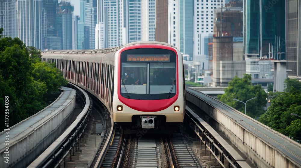 Naklejka premium Sleek and Efficient Public Transportation System in an Asian Metropolis