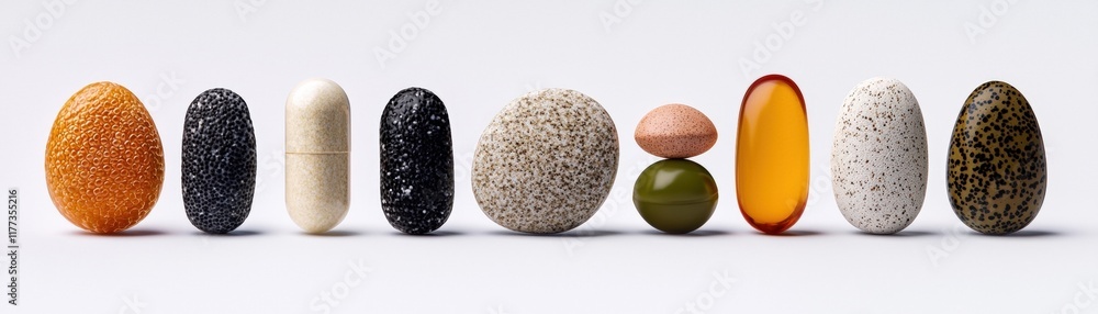 Colorful Variety of Pills and Capsules in a Row on a Neutral Background for Health Concepts Colorful Variety of Pills and Capsules in a Row on a Neutral Background for Health Concepts