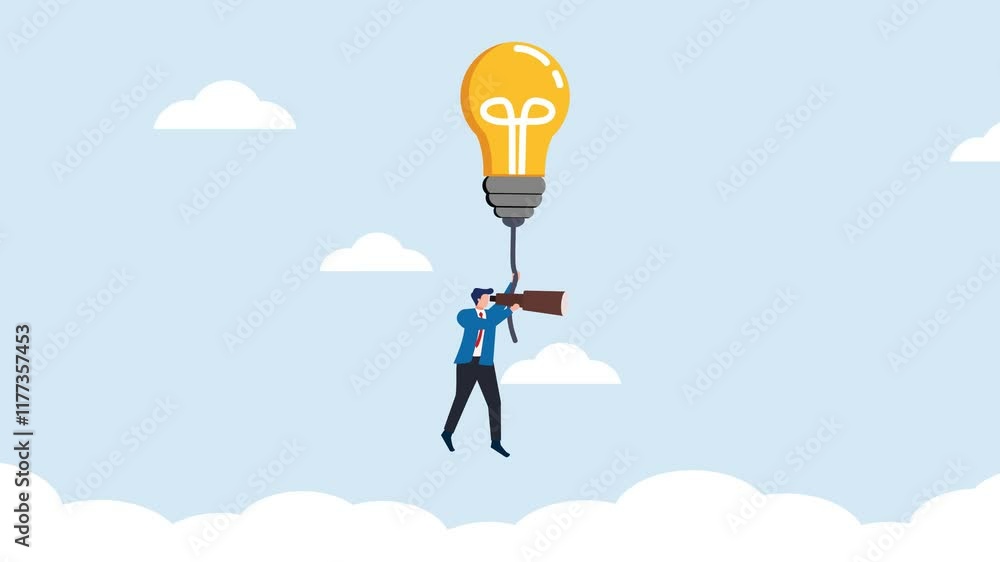 animation of a person looking at opportunities, ideas and creativity animation of a person looking at opportunities, ideas and creativity