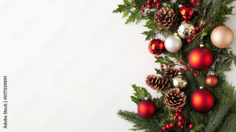 Fototapeta premium Charming festive arrangement showcasing natural pinecones for a cozy holiday atmosphere.