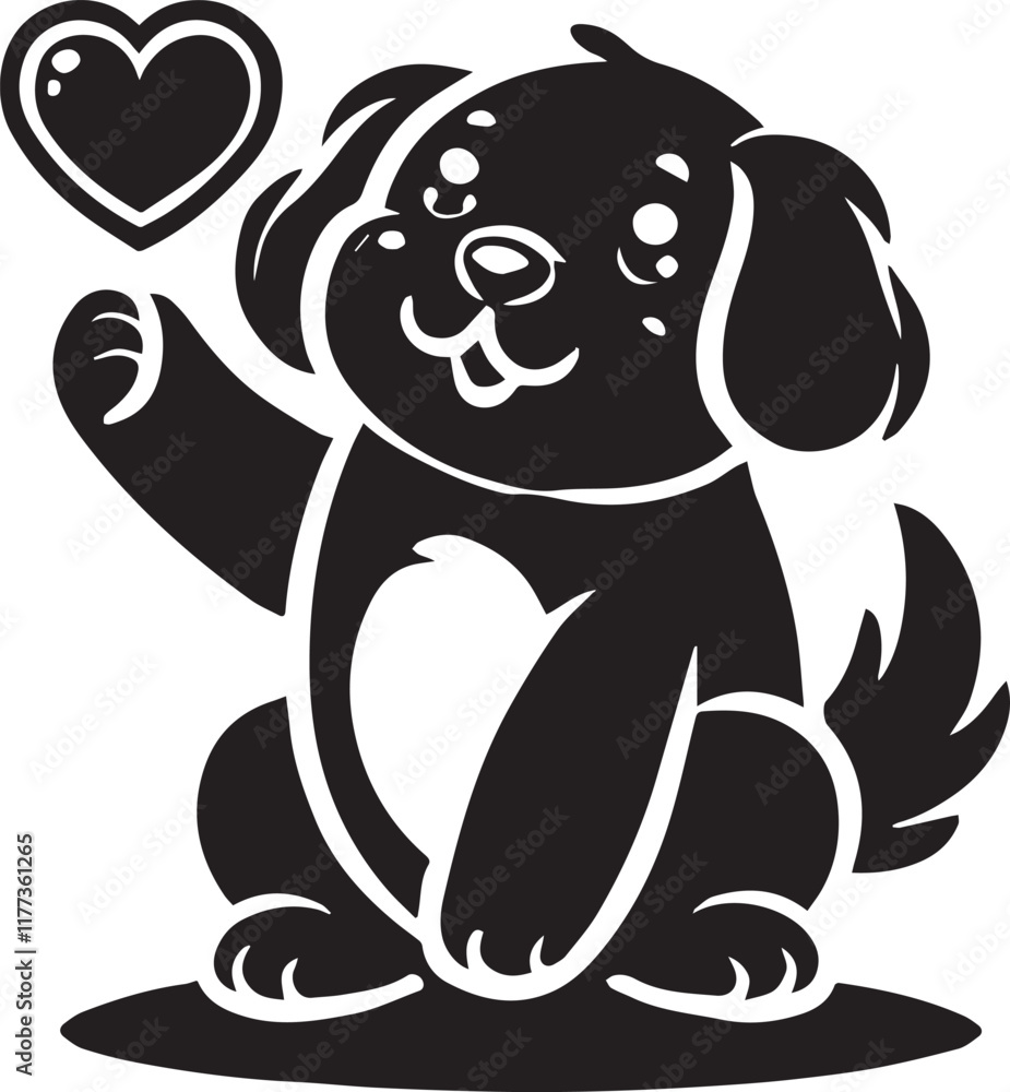 Fototapeta premium Dog with heart vector
