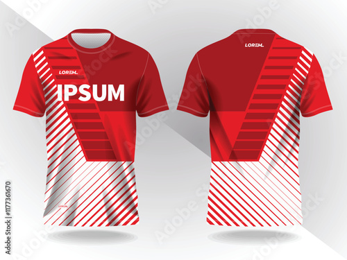 red abstract background and pattern for sport jersey design and mockup. front and back view template
