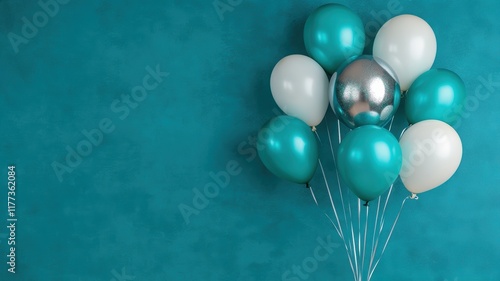 Wallpaper Mural Colorful balloons in shades of teal, silver, and vibrant hues creating a festive atmosphere for celebrations. Torontodigital.ca