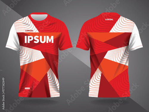 red abstract background and pattern for sport jersey design and mockup. front and back view template
