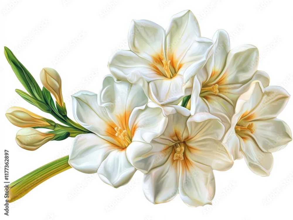 Fototapeta premium close-up of white flowers with yellow centers