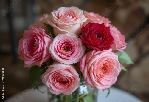 Rose flowers inside a jar up or a table