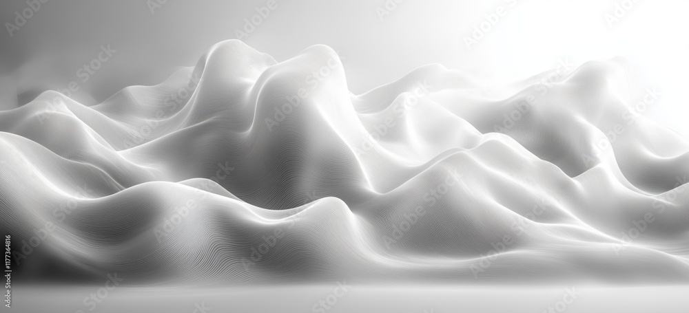 Obraz premium Abstract white waves: minimalist textured landscape design