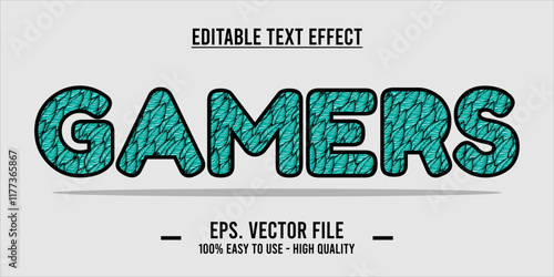 typography GAMERS word art illustration, editable text effect