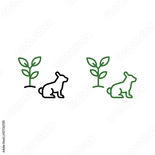 a plant and animal, in colored and black icon versions, symbolizing ecology and the interrelationship between living organisms and their environment.