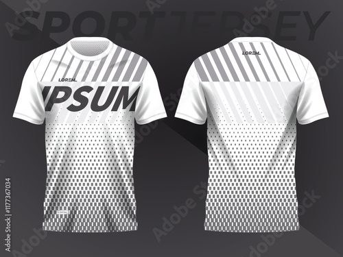 white gray abstract background and pattern for sport jersey design and mockup. front and back view template