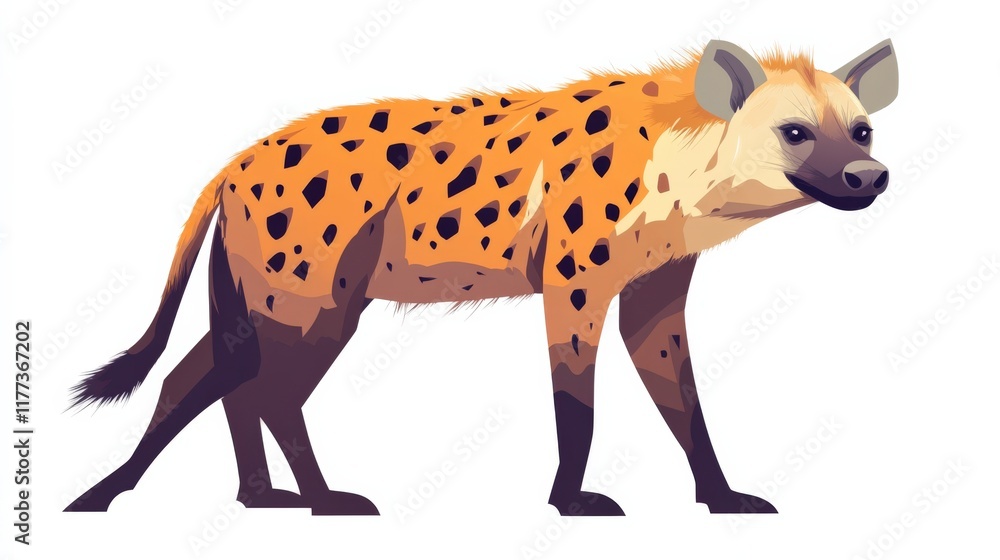 Fototapeta premium Illustration of a hyena walking on a white background