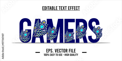 typography GAMERS word art illustration, editable text effect