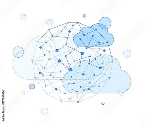 Abstract cloud big global data network API connection, wireframe monochrome connected dots in a sphere shape for worldwide business and internet technology vector illustration concept