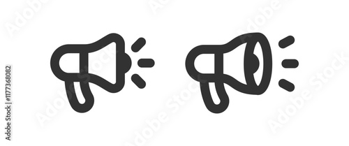 Megaphone icon. Loudspeaker sign. Sound announcement. Speaker message. Loud marketing.