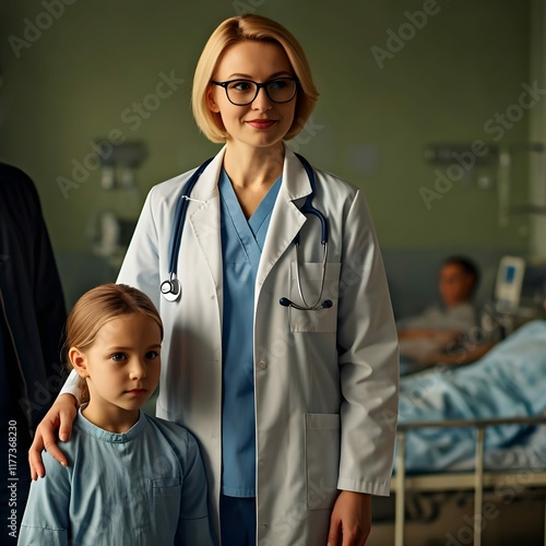 Portrait of a smiling doctor with child patient