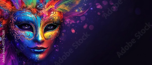 Wallpaper Mural Vibrant Colorful Venetian Carnival Mask with Feathers and Glitter Torontodigital.ca