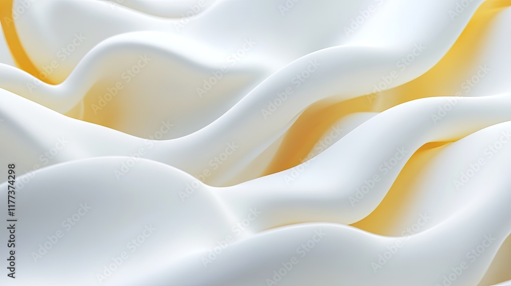 Obraz premium Abstract white base with smooth yellow flowing lines weaving through, giving a bright, innovative vibe.