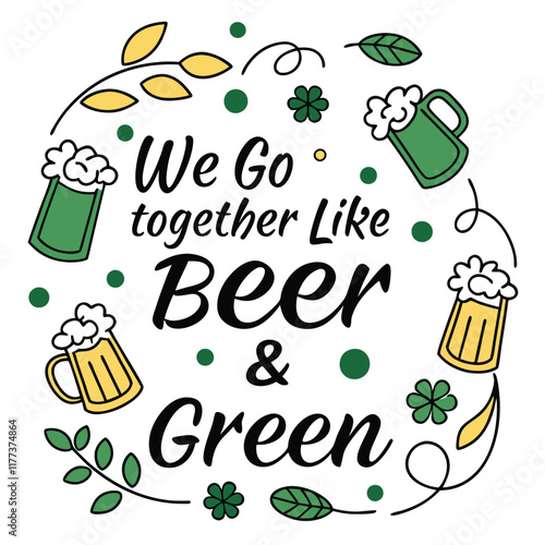Happy Saint Patrick's day lettering text. Handwritten set of St. Patrick's day lettering. Hand sketched Irish celebration text.