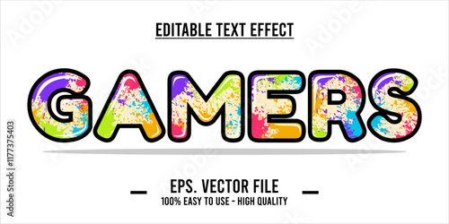 typography GAMERS word art illustration, editable text effect