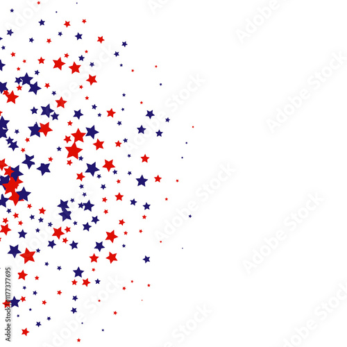 4th of July USA Independence Day. Star scattering. In the color of the USA flag. png 
