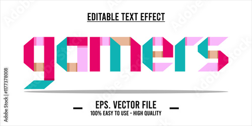 typography GAMERS word art illustration, editable text effect