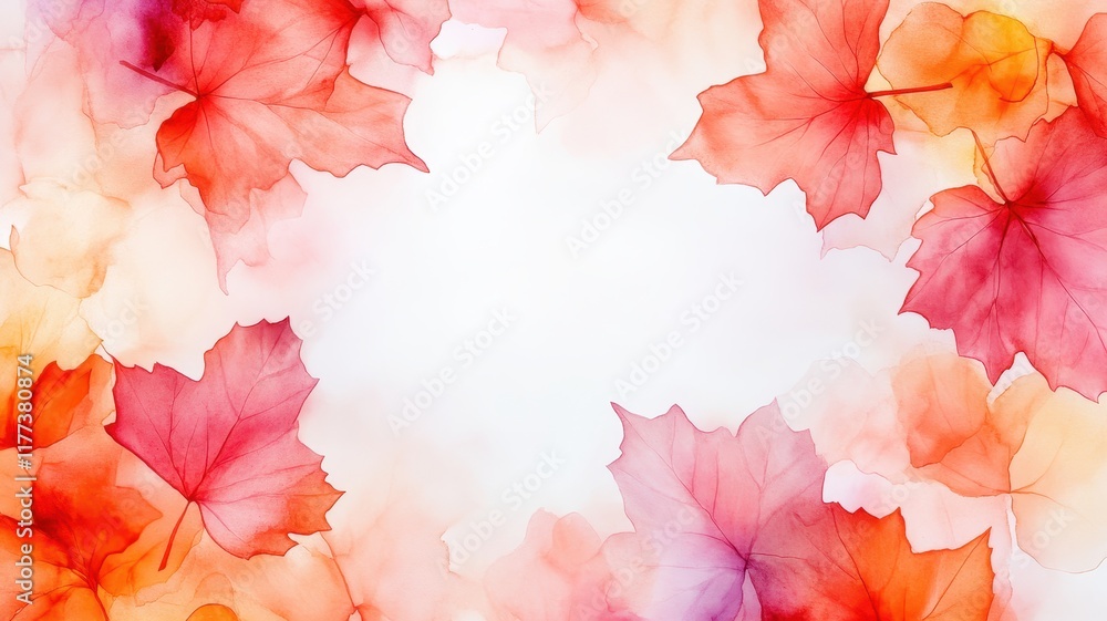 Fototapeta premium Vibrant Abstract Art Autumn Background in Watercolor: A Fusion of Warm Colors and Fluid Shapes